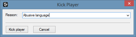 Kick Player Dialog Window