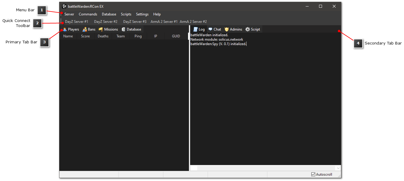 battleWarden Main Application Window