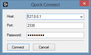 Quick Connect Dialog Window